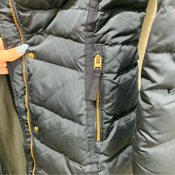 ZARA Winter Puffer Coat Womens M Black Preppy Comfort Duck Feather Down Hooded - Picture 4 of 7